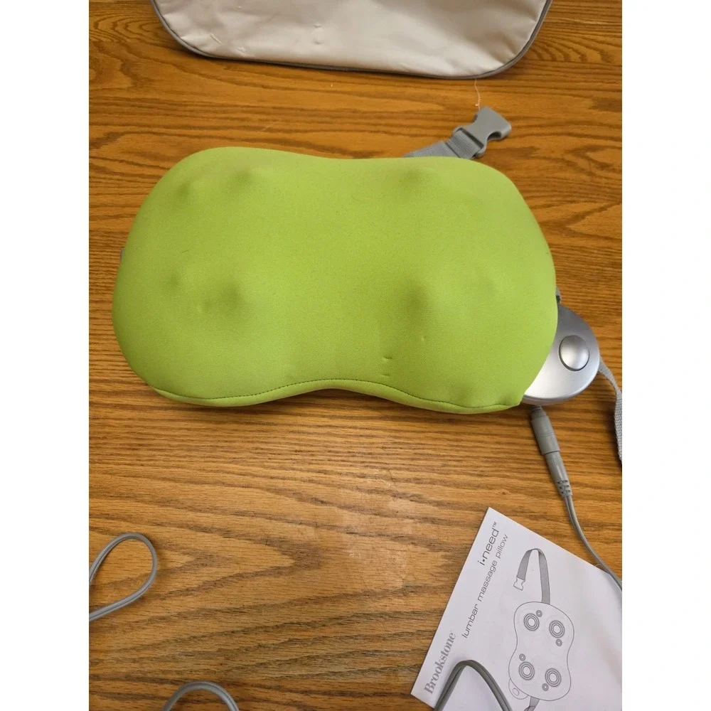 Brookstone I-NEED Lumbar Shiatsu Massager Back Pain Relief with Traveling Case